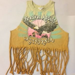 Adorable Boho Fringe Crop Top Size Medium